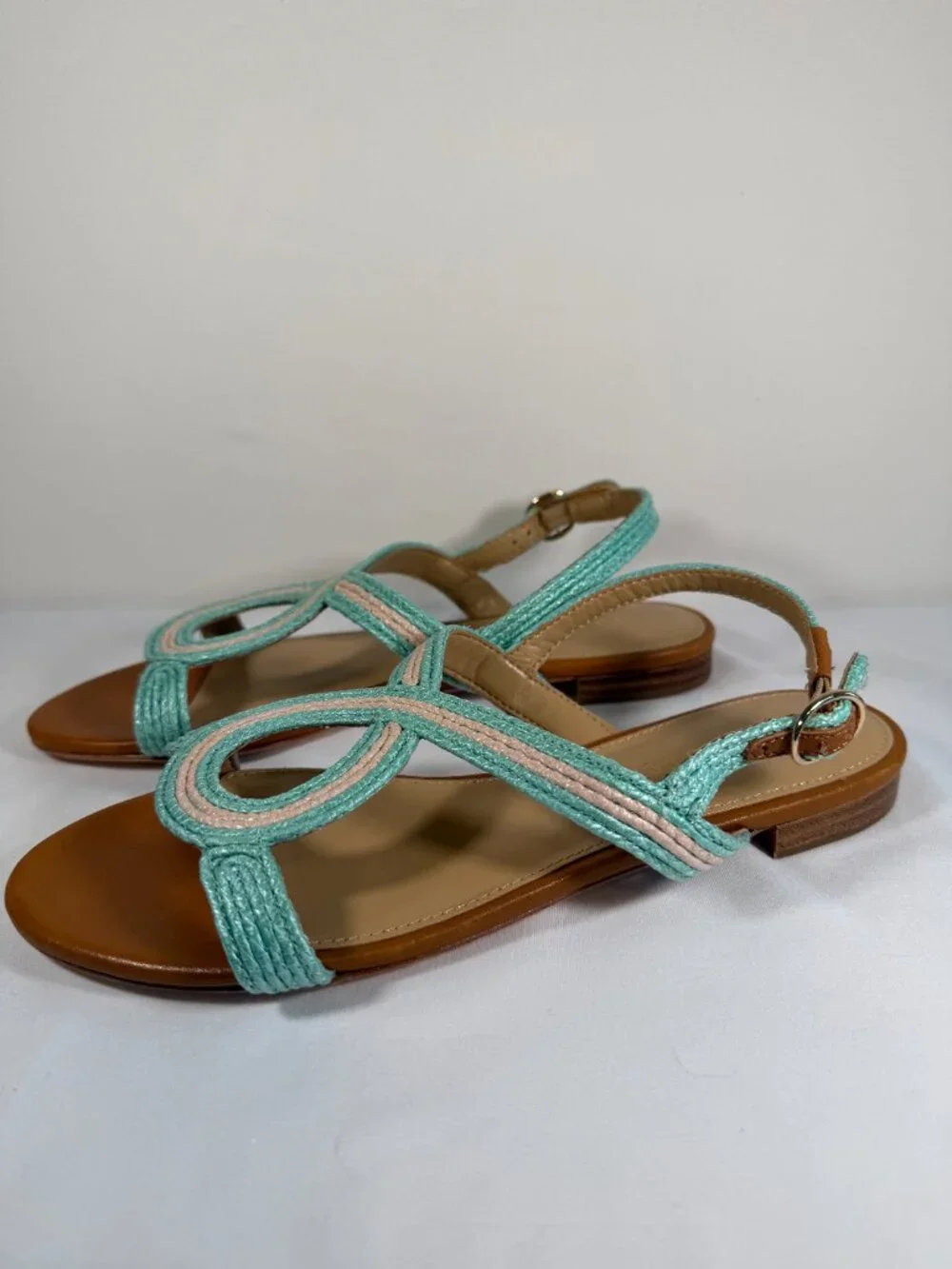 NWOT TALBOTS Keri Raffia Straw Strappy Sandals 7